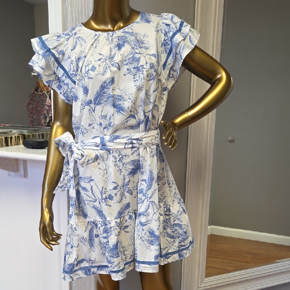 Umgee Blue and White Floral Dress